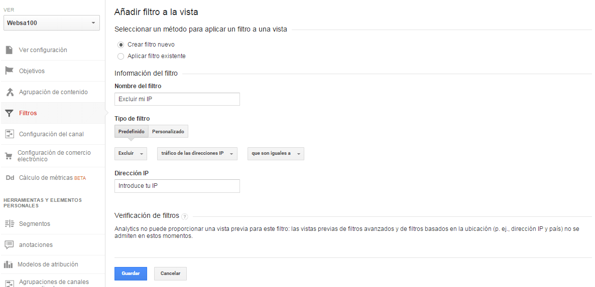 filtros google analytics